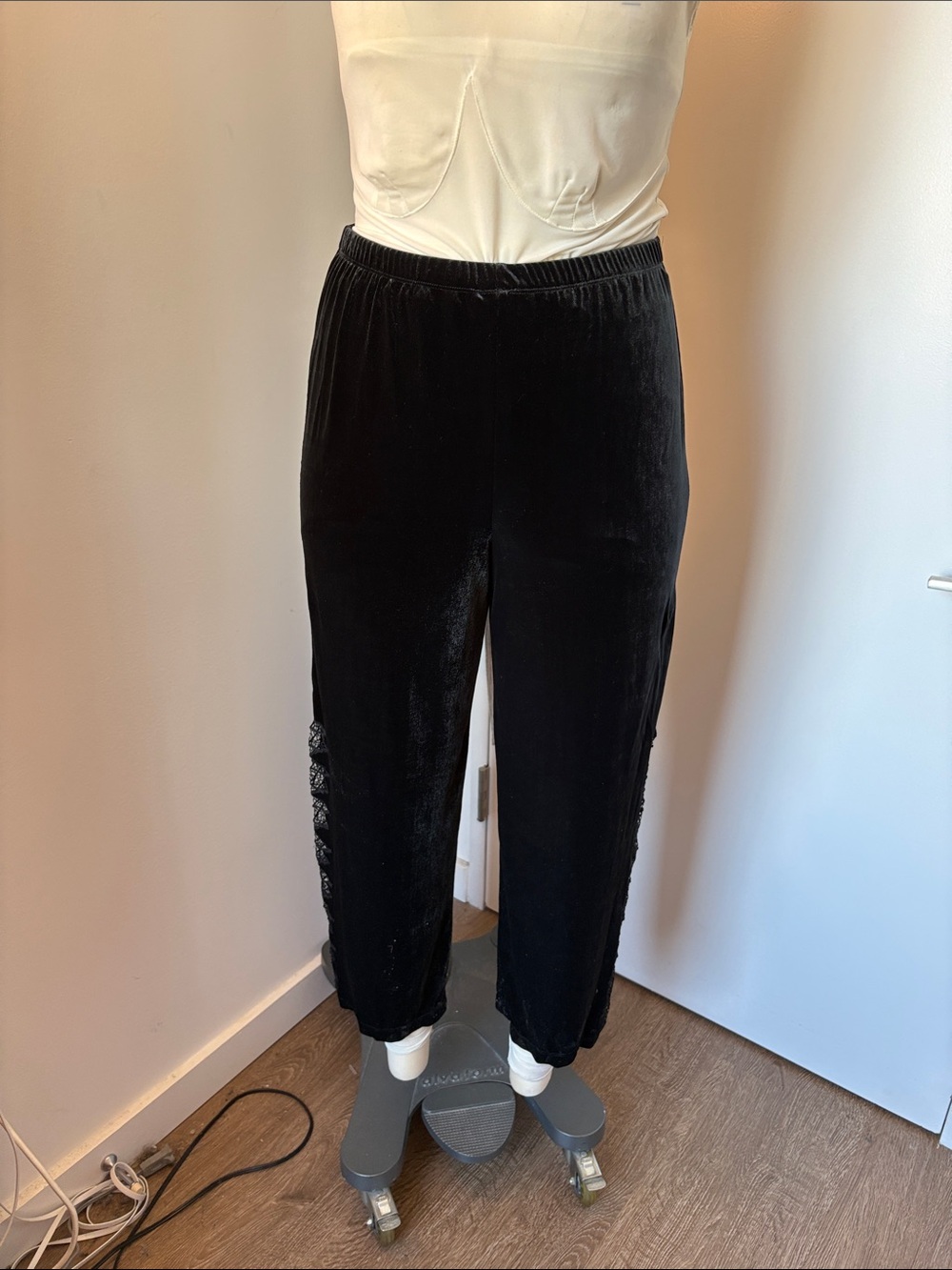 Victoria's Secret Black Wide Leg Velvet Pants